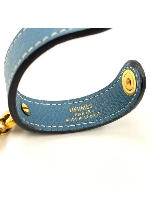 Hermes Glove Holder Nomad Leather Blue Gold Gloves - Picture 6 of 9